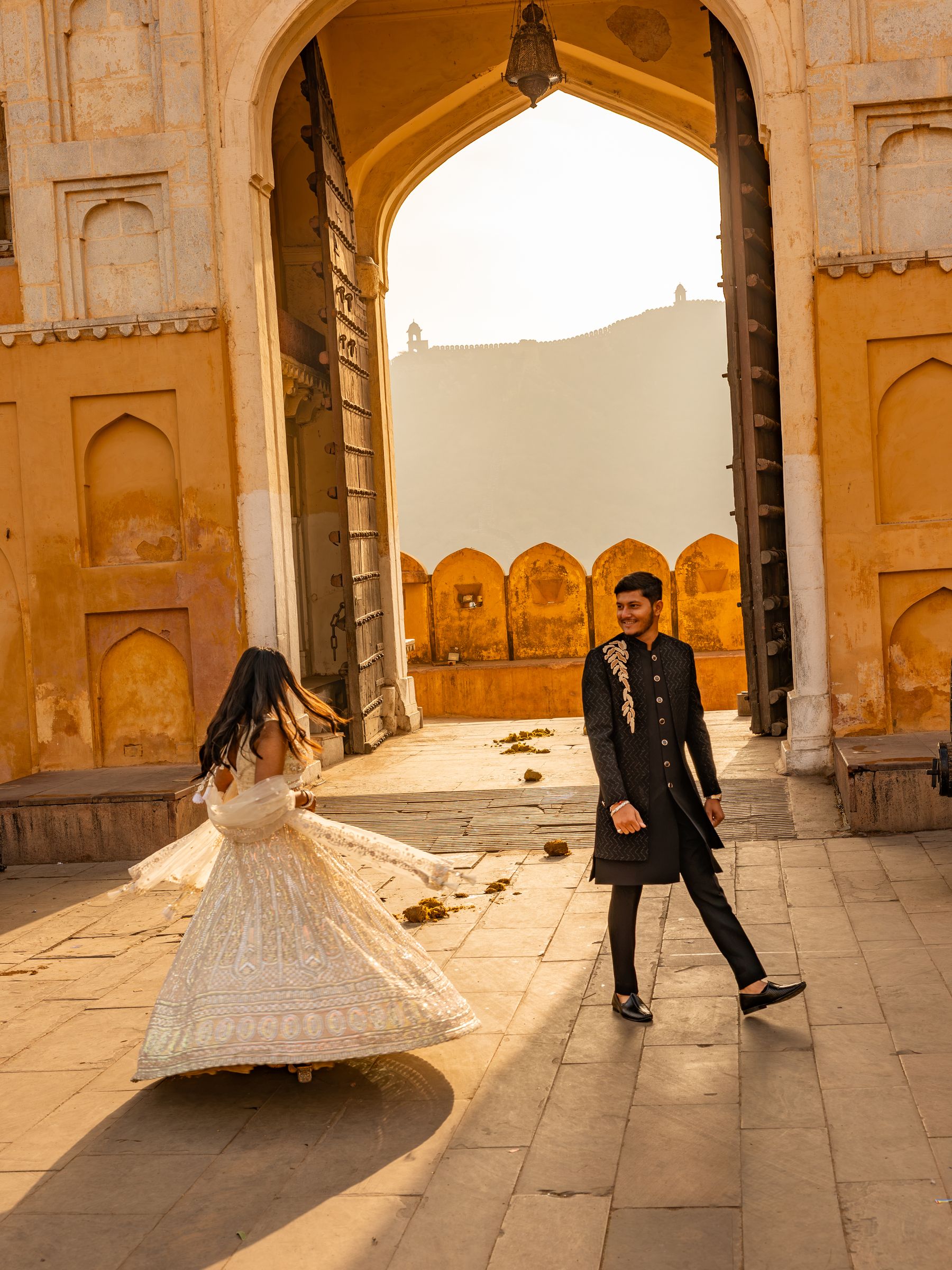 Bride and Groom Dancing in Elephant Poo